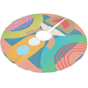 Pale Minimalist Abstract Geometric Shapes Brushed Polyester Tree Skirt