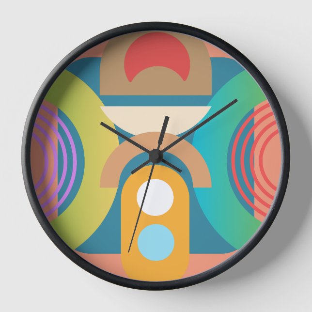 Pale Minimalist Abstract Geometric Shapes  Clock (Front)