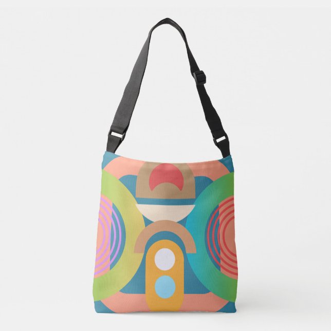 Pale Minimalist Abstract Geometric Shapes  Crossbody Bag (Front)