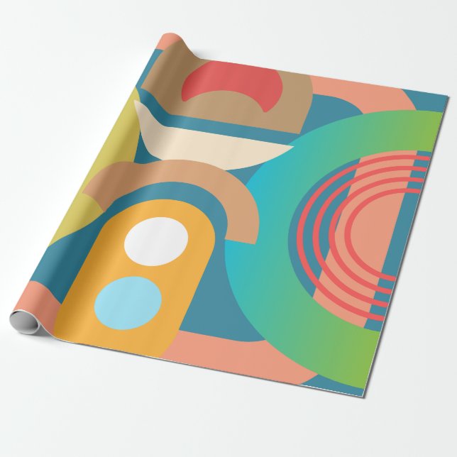 Pale Minimalist Abstract Geometric Shapes  Wrapping Paper (Unrolled)