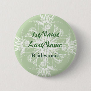 Pale Mint and White Floral ID Badge