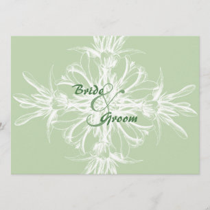 Pale Mint and White Floral Wedding Invitations