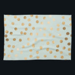 Pale Mint Blue and Gold Glitter City Dots Tea Towel<br><div class="desc">Modern and on-trend dots of faux gold glitter on a pale mint blue green background.</div>
