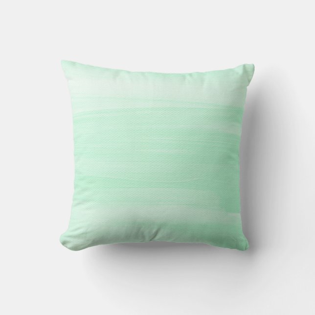 Pale Mint Brushed Abstract Painting Cushion (Front)