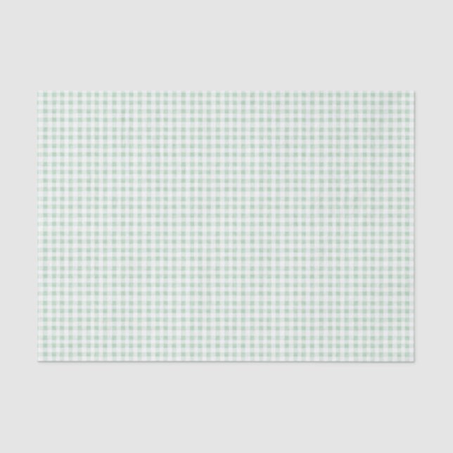 Pale Mint Gingham  Tissue Paper (Front)