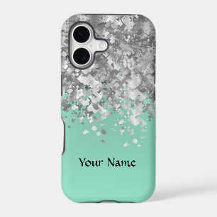 Pale mint green faux glitter personalised