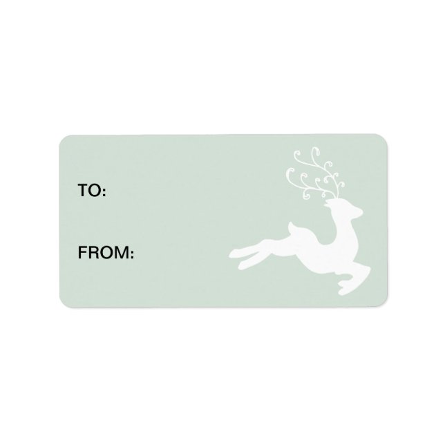 Pale Mint Green White Reindeer Gift Tag (Front)
