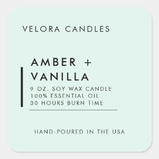 Pale Mint  Modern Minimalist Candle Label Sticker