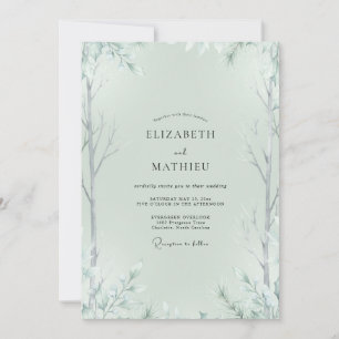 Pale Mint Willow Eucalyptus Wedding Invitation