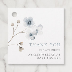 Pale Modern Simple Floral Baby Shower Favour Tag