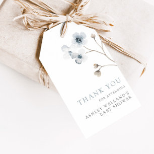 Pale Modern Simple Floral Baby Shower Favour Tag