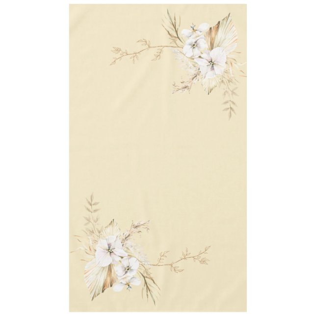 Pale Moon and Boho Floral Corners Tablecloth (Front)