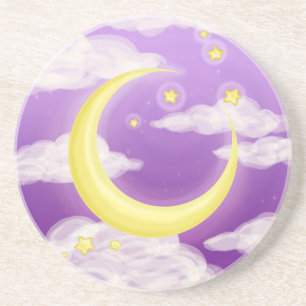 Pale Moon on Purple Coaster
