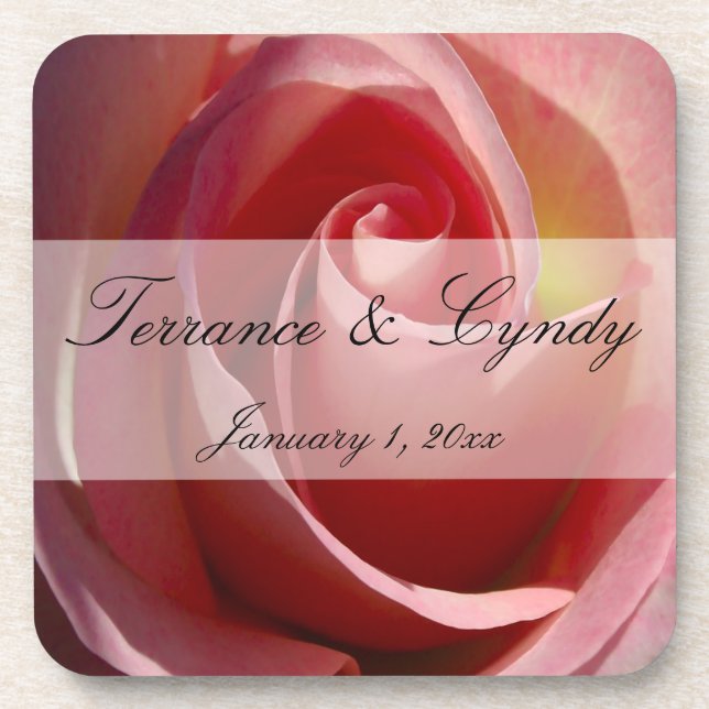 Pale Moon Rose Personal Wedding Coaster (Front)