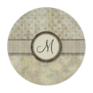 Pale Moss Coin Pattern with Monogram Cutting Board