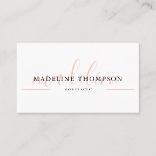 Pale Orange Calligraphy Script QR code Business Card