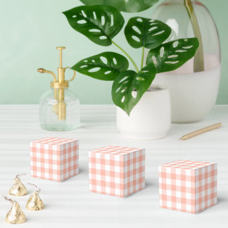 Pale Orange Gingham Plaid Party Favour Box
