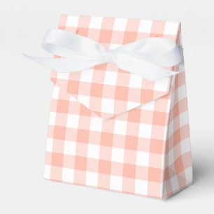 Pale Orange Gingham Plaid Tent Party Favor Box