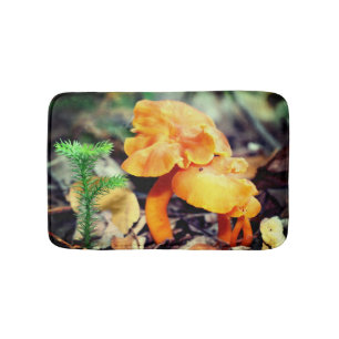 Pale Orange Wild Mushrooms Close Up  Bath Mat