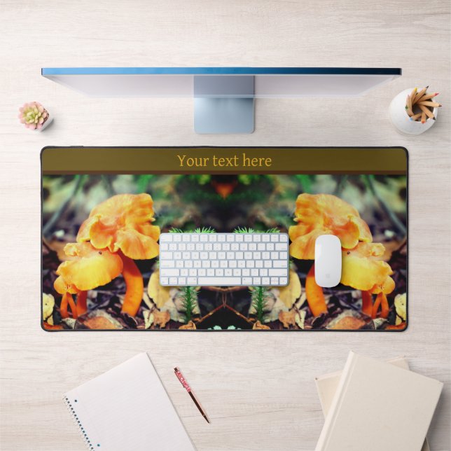 Pale Orange Wild Mushrooms Close Up Personalised Desk Mat (Office 1)