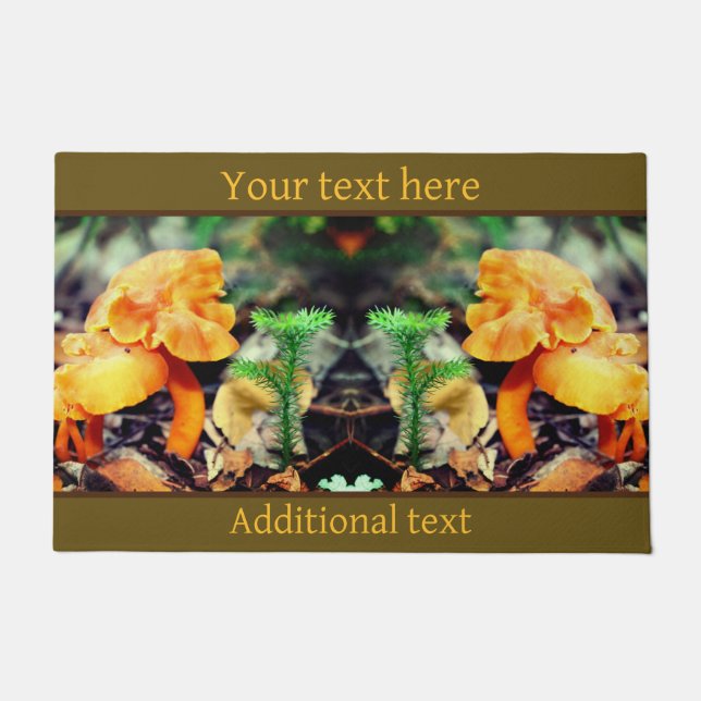 Pale Orange Wild Mushrooms Close Up Personalised Doormat (Front)