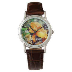 Pale Orange Wild Mushrooms Personalised  Watch