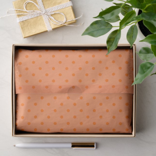 Pale Orange With Orange Polka Dots Tissue Paper (Gift)