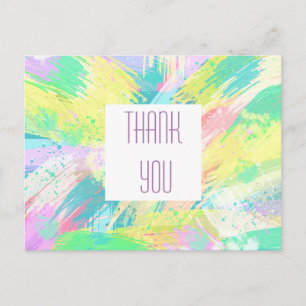 Pale Pastel Abstract Art Thank You Postcard