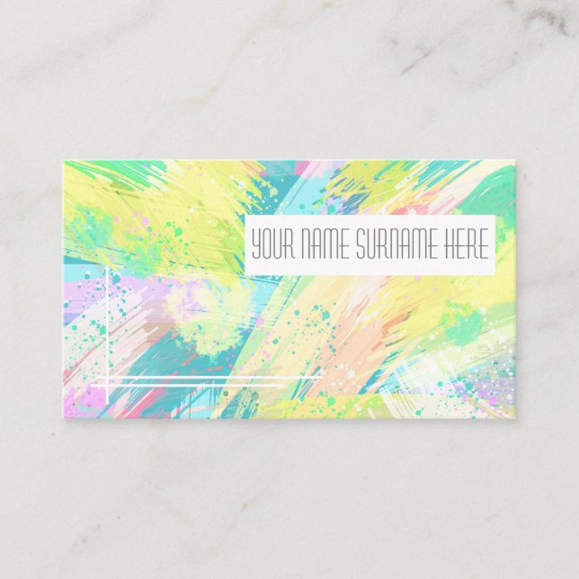 Pale Pastel Abstract Art Your Name Surname Business Card (Front)