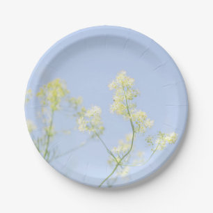Pale Pastel Blue Sky Wild Flowers Meadow Paper Plate