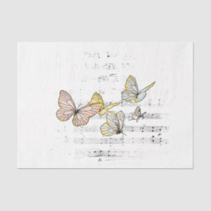 Pale Pastel Butterfly Music Decoupage  Tissue Paper