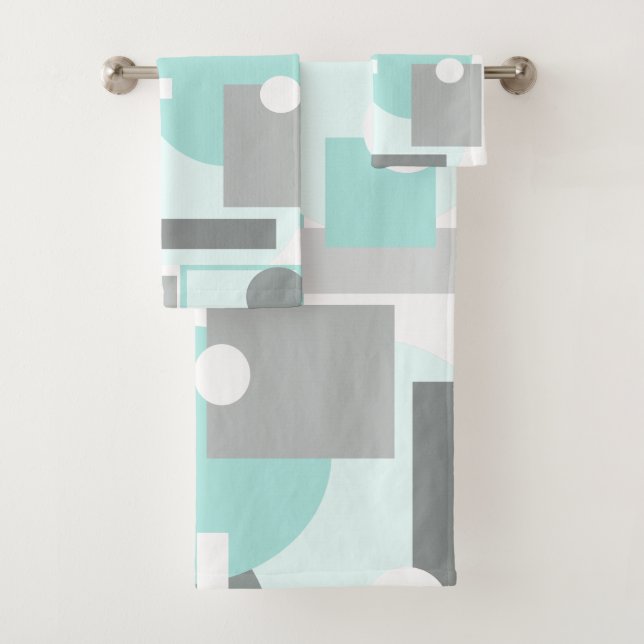 Pale Pastel Colours Abstract Art Geometry Bath Towel Set (Insitu)