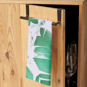 Pale Pastel Green Banana Tree Leaf Tea Towel