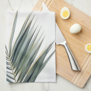 Pale Pastel Green Palm Tree Leaf  Tea Towel