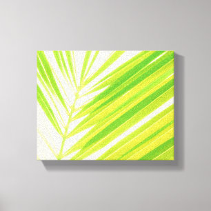 Pale Pastel Green Palm Tree Leaves Canvas Print