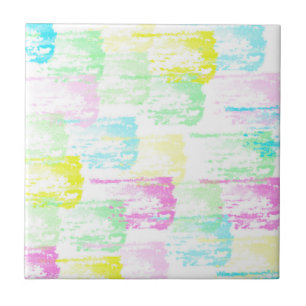 Pale Pastel Turquoise Green Blue Pink Abstract Art Tile