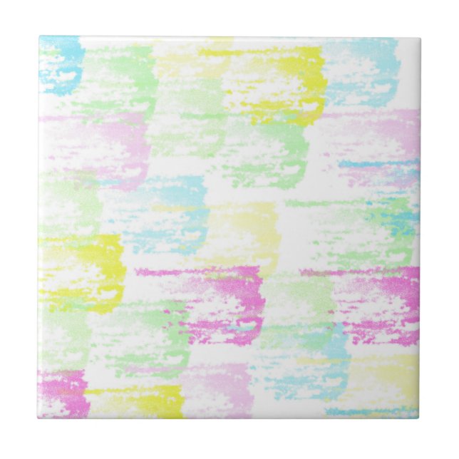Pale Pastel Turquoise Green Blue Pink Abstract Art Tile (Front)
