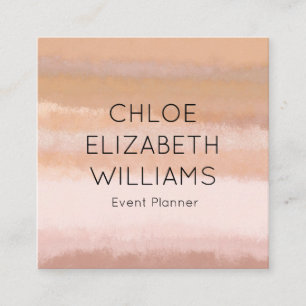 Pale Peach Abstract Watercolor Textured Stripes Square Business Card
