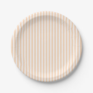 Pale Peach Angelskin Coral & White Stripe Paper Plate