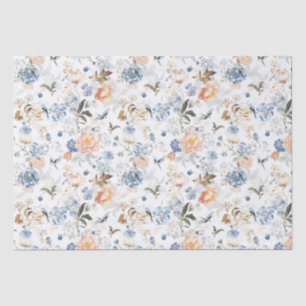 Pale Peach Blush Blue Bird  Tissue Paper