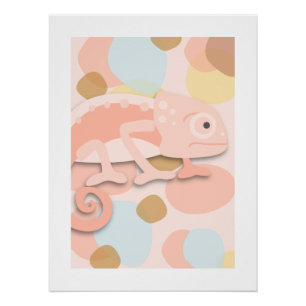 Pale Peach Chameleon Poster