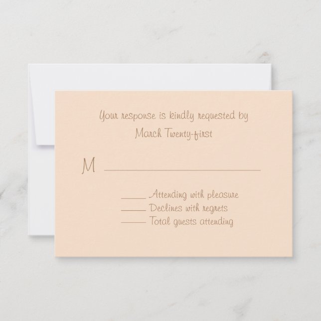 Pale Peach Custom Wedding RSVP Card (Front)