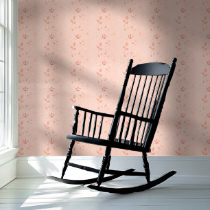 Pale Peach Delicate Floral Wallpaper