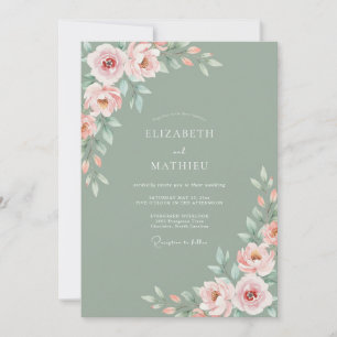 Pale Peach Ethereal Bloom Wedding Invitation