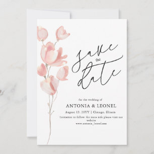 Pale Peach Floral Wedding Save the date