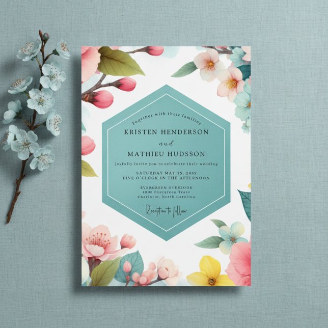 Pale Peach Floral Whimsy Wedding Invitation (Creator Uploaded)