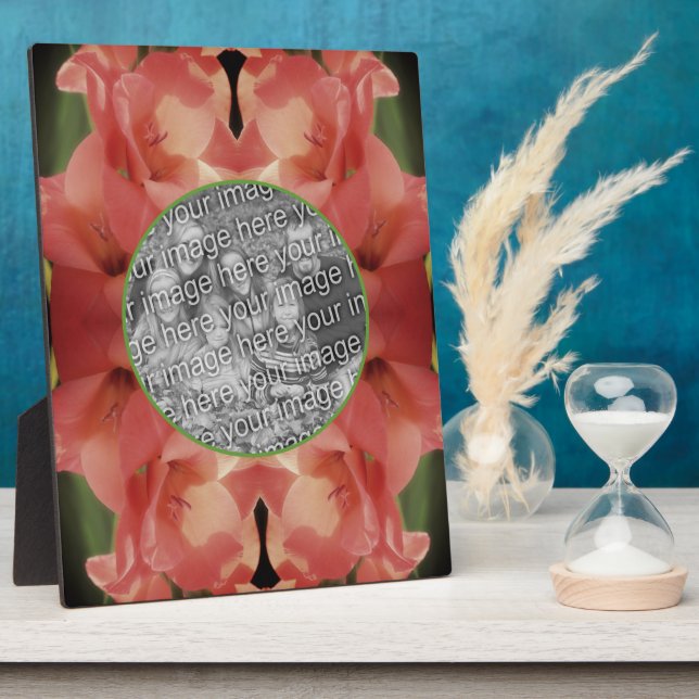 Pale Peach Gladiolus Flower Add Your Photo Plaque (Side)