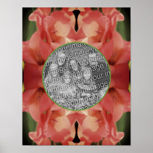 Pale Peach Gladiolus Flower Frame Add Your Photo Poster
