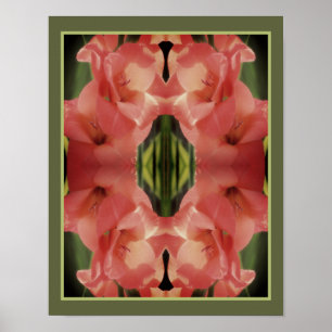 Pale Peach Gladiolus Flower Mirror Abstract Poster