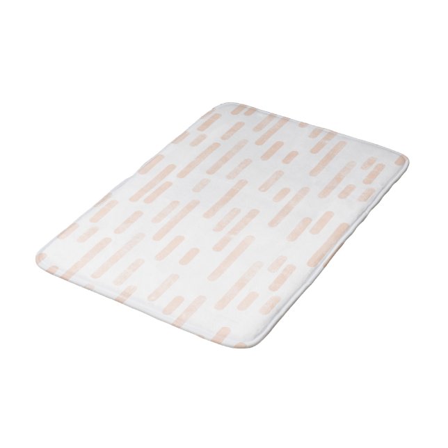Pale Peach on White Rounded Lines Pattern Bath Mat (Angled)